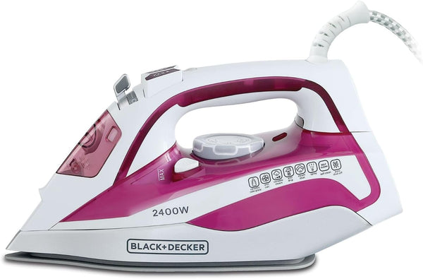 Black & Decker 2400W Steam Iron with Auto Shutoff and Ceramic Soleplate Magenta X2400-B5