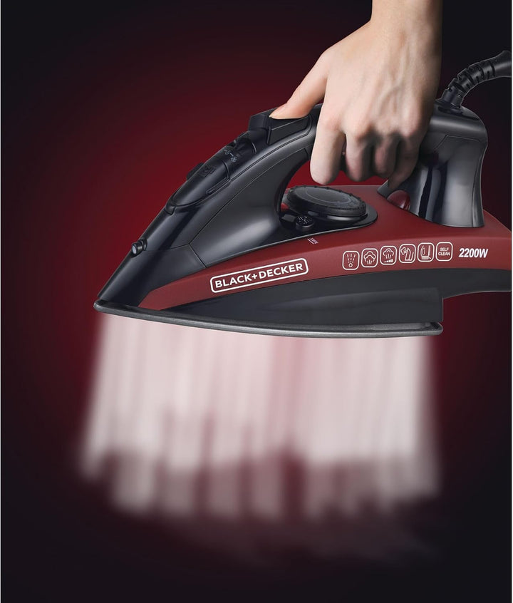 Black & Decker 2200W Steam Iron, Non-Stick Soleplate Multicolor